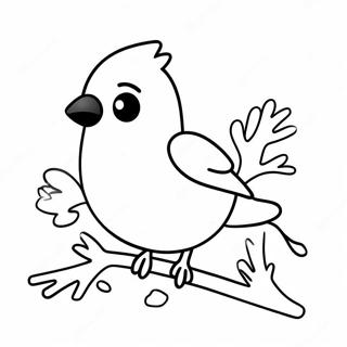 Charming Winter Bird in Snow Coloring Page | Winter Bird coloring page