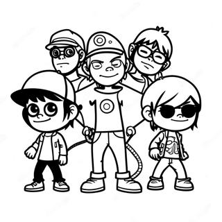 Gorillaz Band Members Coloring Page | Gorillaz coloring page