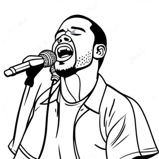 Frank Ocean Singing on Stage Coloring Page | Frank Ocean coloring page