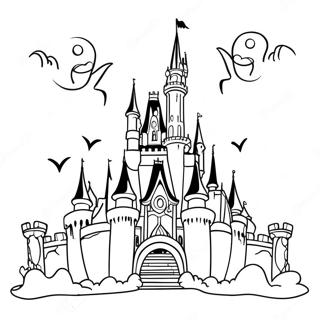 Haunted Disney Castle Coloring Page | Disney Horror Art coloring page
