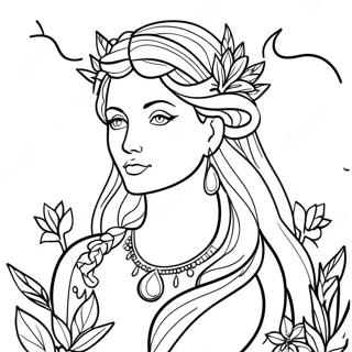 Majestic Goddess in Nature Coloring Page | Beautiful Goddess coloring page