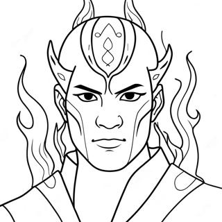 Zuko with Blue Flames Coloring Page | Zuko coloring page