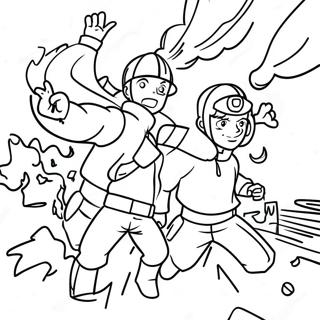Fire Force Heroes in Action Coloring Page | Fire Force coloring page