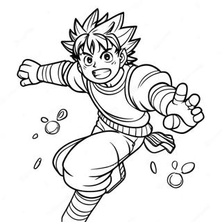 Izuku Midoriya in Action Coloring Page | MHA coloring page