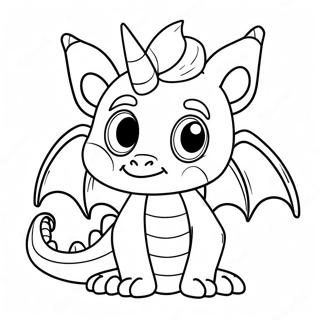 Cute Anime Dragon with Big Eyes Coloring Page | Anime Dragon coloring page