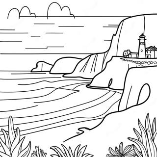 Beautiful Oregon Coastline Coloring Page | Oregon coloring page