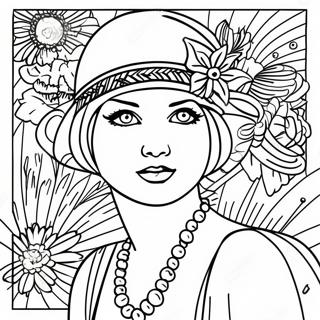 1920s Flapper Girl Coloring Page | 1920s coloring page