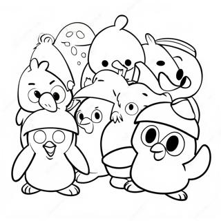 Colorful Club Penguin Characters Coloring Page | Club Penguin coloring page