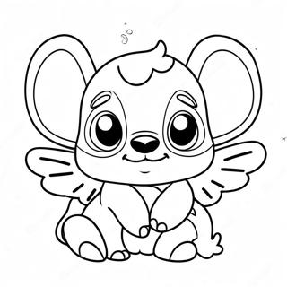 Cute Stitch and Angel Coloring Page | Stitch and Angel coloring page