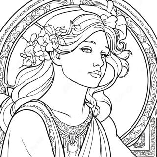 Alphonse Mucha Coloring Page | Alphonse Mucha coloring page