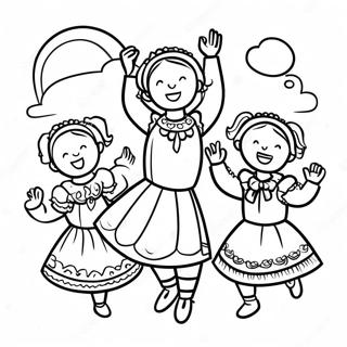 Traditional Polish Folk Dance Coloring Page | Poland coloring page