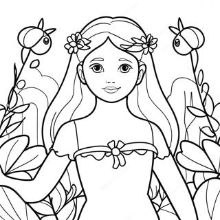 Flora i förtrollad trädgård färgläggningssida | Winx Club Flora målarbild
