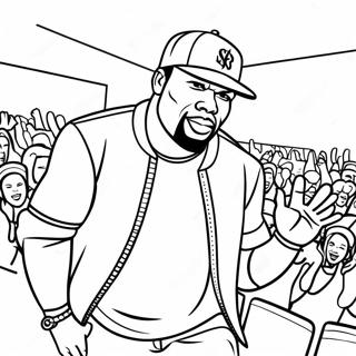 50 Cent Performing on Stage Coloring Page | 50 Cent coloring page