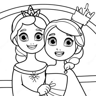 Elsa and Anna Birthday Celebration Coloring Page | Frozen Birthday coloring page