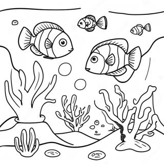 Colorful Coral Reef Scene Coloring Page | Coral Reef coloring page
