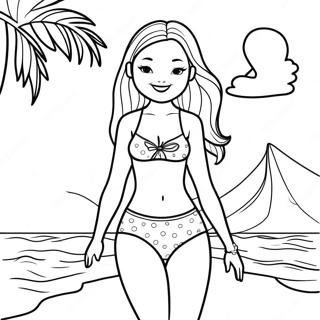 Summer Barbie in a Colorful Swimsuit Coloring Page | Summer Barbie coloring page