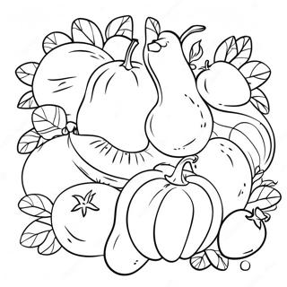 Colorful Fruits and Vegetables Coloring Page | Healthy Plate coloring page
