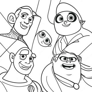 Animated Movie Characters Coloring Page | Movie coloring page