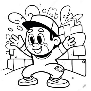 Hip Hop 90s Graffiti Art Coloring Page | Hip Hop 90s coloring page
