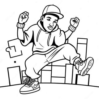 Hip Hop 90s Breakdancer Coloring Page | Hip Hop 90s coloring page