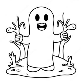 Lego Spooky Ghost Coloring Page | Lego Halloween coloring page