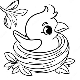 Adorable Baby Bird Nesting Coloring Page | Cute Bird coloring page