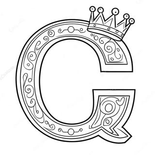 Cute Letter Q with a Crown Coloring Page | Letter Q coloring page