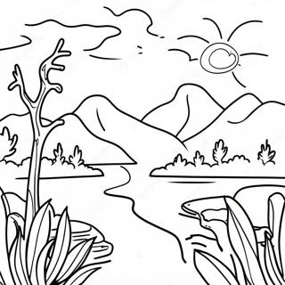 Realistic Nature Scene Coloring Page | Realistic for Adults coloring page