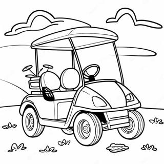 Fun Golf Cart on the Course Coloring Page | Golf Cart coloring page