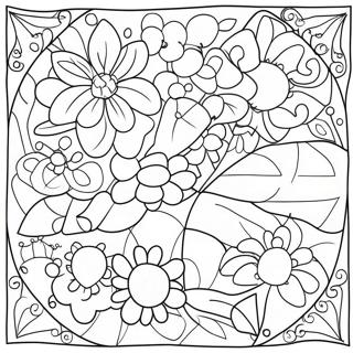 Colorful Kindergarten Quilt Coloring Page | Kindergarten Quilt coloring page