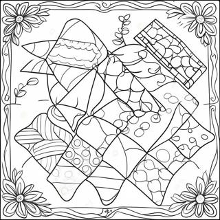 Patchwork Kindergarten Quilt Coloring Page | Kindergarten Quilt coloring page