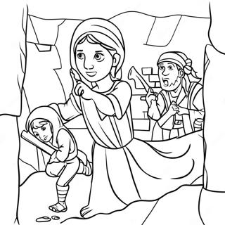 Courageous Rahab Hiding Spies Coloring Page | Rahab and the Spies coloring page