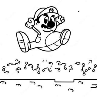 8 Bit Mario Jumping Over Goomba Coloring Page | 8 Bit Mario coloring page