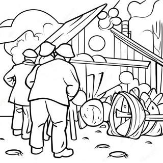 Great Depression Historical Scene Coloring Page | Great Depression coloring page