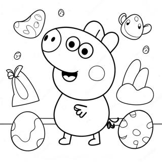 Peppa Pig with Colorful Easter Eggs Coloring Page | Peppa Pig Easter coloring page