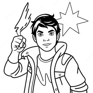 Percy Jackson with Lightning Bolt Coloring Page | Percy Jackson coloring page