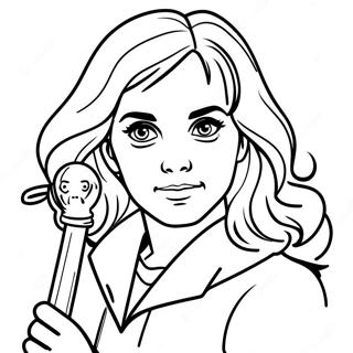 Hermione med en Trollstav Färgläggningssida | Hermione Harry Potter målarbild