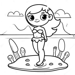 Ariel With Legs Exploring the Shore Coloring Page | Ariel With Legs coloring page
