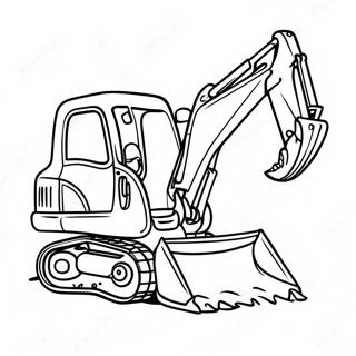 Cute Backhoe Digging Coloring Page | Backhoe coloring page
