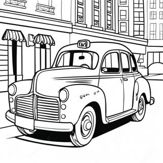 Classic Yellow Taxi Coloring Page | Taxi coloring page