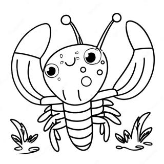 Cute Crawfish with Big Eyes Coloring Page | Crawfish coloring page