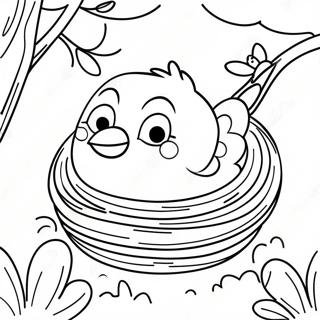 Colorful Spring Bird Nesting Coloring Page | Spring Bird coloring page