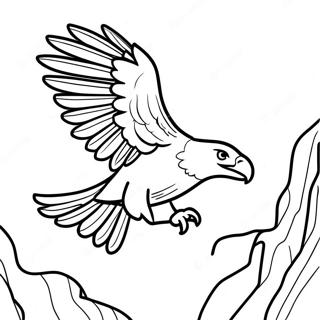 Majestic Eagle in Flight Coloring Page | Realistic Bird coloring page