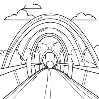 Colorful Rainbow Bridge Coloring Page | Bridge coloring page