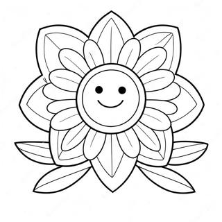 Happy Smiley Face Flower Coloring Page | Smiley Face Flower coloring page