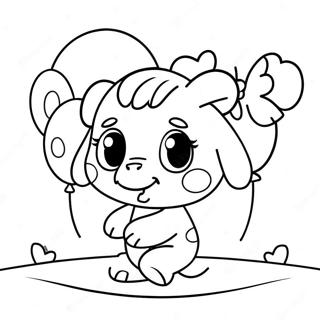 Cute Ellie with Balloons Coloring Page | Ellie coloring page