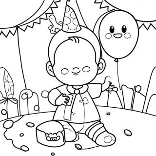 1st Birthday Celebration Coloring Page | 1st Birthday coloring page