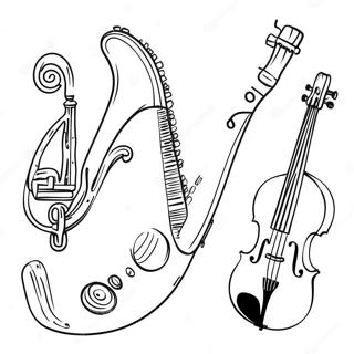 Bunte Musikinstrumente Ausmalbild | Ich liebe Musik Ausmalbild