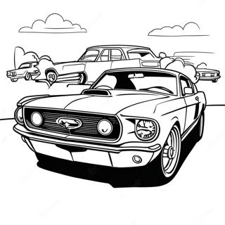 Klassisk Mustang Racerbil Färgläggningssida | Mustang Racerbil målarbild