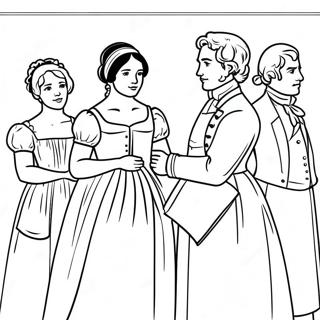 Pride and Prejudice Characters Coloring Page | Jane Austen coloring page
